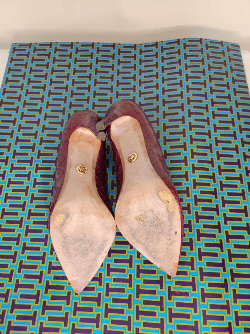 Michael Kors Leather Croc Stiletto Heels Burgundy Sz 8.5 EXCELLENT - Picture 9 of 12